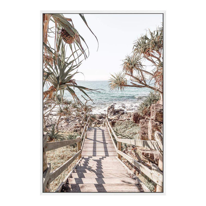 Stairs To The Beach-The Paper Tree-australian beach,beach,beach stairs,boho,coast,coastal,hamptons,musted tone,pandanus,portrait,premium art print,stairs,wall art,Wall_Art,Wall_Art_Prints