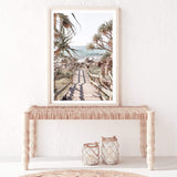 Stairs To The Beach-The Paper Tree-australian beach,beach,beach stairs,boho,coast,coastal,hamptons,musted tone,pandanus,portrait,premium art print,stairs,wall art,Wall_Art,Wall_Art_Prints