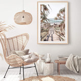 Stairs To The Beach-The Paper Tree-australian beach,beach,beach stairs,boho,coast,coastal,hamptons,musted tone,pandanus,portrait,premium art print,stairs,wall art,Wall_Art,Wall_Art_Prints