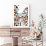 Stairs To The Beach-The Paper Tree-australian beach,beach,beach stairs,boho,coast,coastal,hamptons,musted tone,pandanus,portrait,premium art print,stairs,wall art,Wall_Art,Wall_Art_Prints