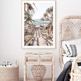 Stairs To The Beach-The Paper Tree-australian beach,beach,beach stairs,boho,coast,coastal,hamptons,musted tone,pandanus,portrait,premium art print,stairs,wall art,Wall_Art,Wall_Art_Prints