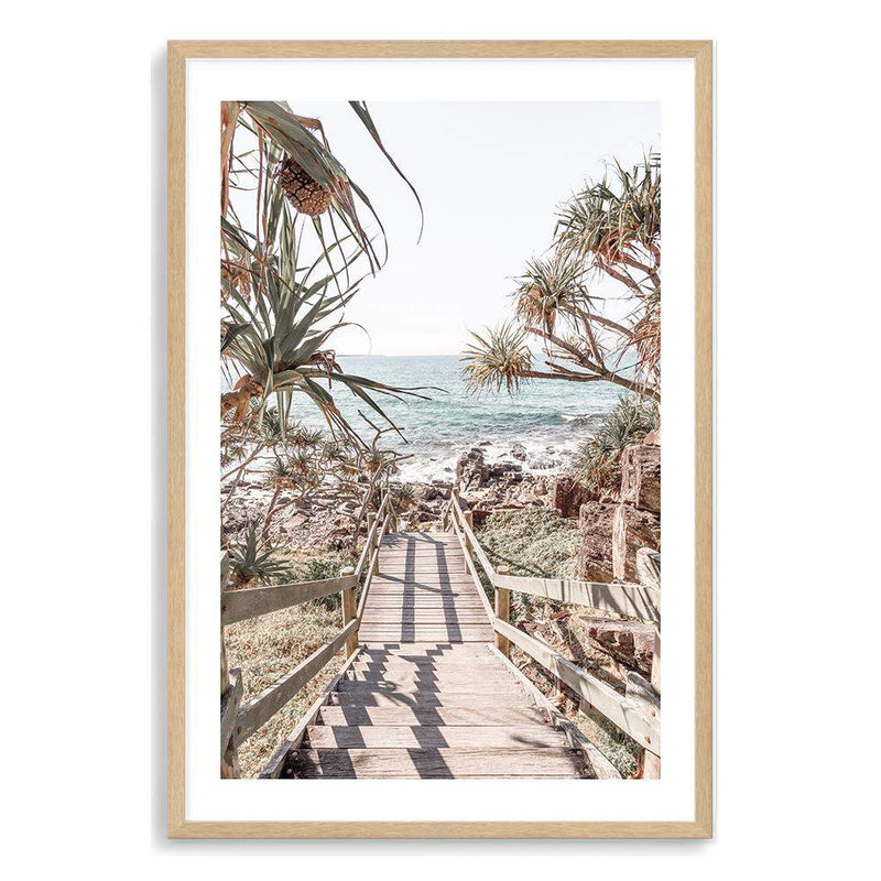 Stairs To The Beach-The Paper Tree-australian beach,beach,beach stairs,boho,coast,coastal,hamptons,musted tone,pandanus,portrait,premium art print,stairs,wall art,Wall_Art,Wall_Art_Prints