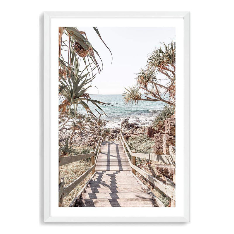 Stairs To The Beach-The Paper Tree-australian beach,beach,beach stairs,boho,coast,coastal,hamptons,musted tone,pandanus,portrait,premium art print,stairs,wall art,Wall_Art,Wall_Art_Prints