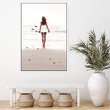 The Girl With The Surf Board-The Paper Tree-beach,boho,coast,coastal,girl,hamptons,neutral,portrait,premium art print,surf,surf board,surfer,wall art,Wall_Art,Wall_Art_Prints,white surf board