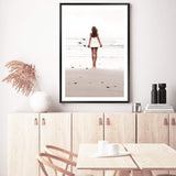 The Girl With The Surf Board-The Paper Tree-beach,boho,coast,coastal,girl,hamptons,neutral,portrait,premium art print,surf,surf board,surfer,wall art,Wall_Art,Wall_Art_Prints,white surf board