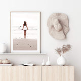 The Girl With The Surf Board-The Paper Tree-beach,boho,coast,coastal,girl,hamptons,neutral,portrait,premium art print,surf,surf board,surfer,wall art,Wall_Art,Wall_Art_Prints,white surf board