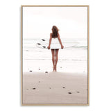 The Girl With The Surf Board-The Paper Tree-beach,boho,coast,coastal,girl,hamptons,neutral,portrait,premium art print,surf,surf board,surfer,wall art,Wall_Art,Wall_Art_Prints,white surf board