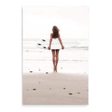 The Girl With The Surf Board-The Paper Tree-beach,boho,coast,coastal,girl,hamptons,neutral,portrait,premium art print,surf,surf board,surfer,wall art,Wall_Art,Wall_Art_Prints,white surf board