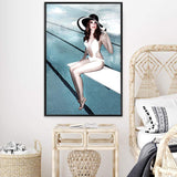 Pool Side-The Paper Tree-bathing suit,beautiful woman,hamptons,hat,palm springs,pool,pool side,portrait,premium art print,retro,vintage,wall art,Wall_Art,Wall_Art_Prints,woman