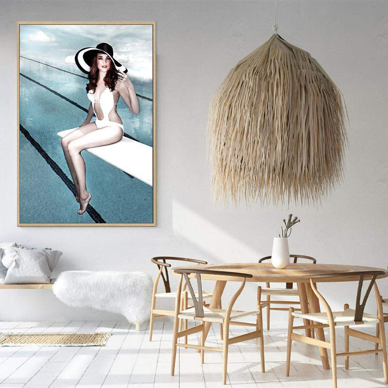 Pool Side-The Paper Tree-bathing suit,beautiful woman,hamptons,hat,palm springs,pool,pool side,portrait,premium art print,retro,vintage,wall art,Wall_Art,Wall_Art_Prints,woman