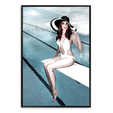 Pool Side-The Paper Tree-bathing suit,beautiful woman,hamptons,hat,palm springs,pool,pool side,portrait,premium art print,retro,vintage,wall art,Wall_Art,Wall_Art_Prints,woman