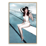 Pool Side-The Paper Tree-bathing suit,beautiful woman,hamptons,hat,palm springs,pool,pool side,portrait,premium art print,retro,vintage,wall art,Wall_Art,Wall_Art_Prints,woman