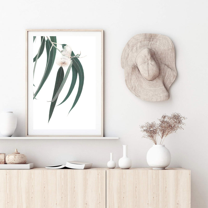 White Eucalyptus Flower-The Paper Tree-australian native,botanical,eucalyptus,flower,gum,gum leaves,hamptons,leaf,leaves,native,portrait,premium art print,wall art,Wall_Art,Wall_Art_Prints,white flower,wild flower