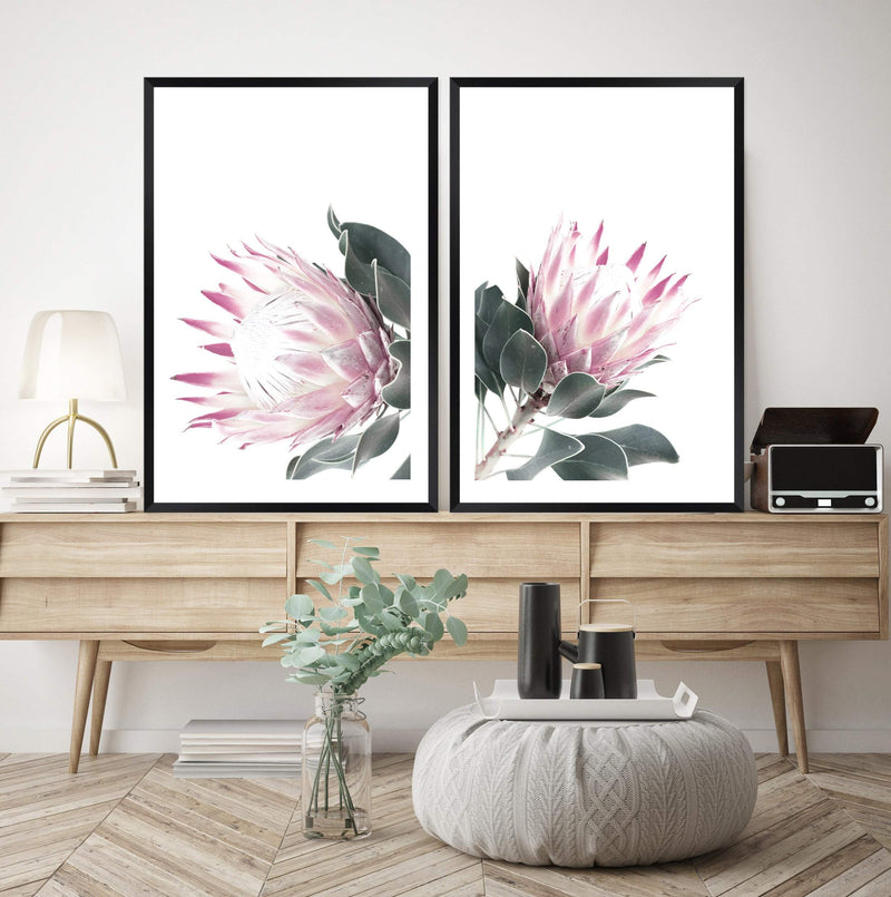 Set of 2 - Dusty Pink Protea  & No.2-The Paper Tree-Artwork,dusty pink,Floral,floral print,flower,flower print,flower print sets,flowers,gift,pastel pink,pink,pink flower,pink protea,pink protea flower,portrait,premium art print,protea,protea flower,protea flowers,protea print,wall art,Wall_Art,Wall_Art_Prints,wild flower,wild flowers