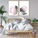 Set of 2 - Dusty Pink Protea  & No.2-The Paper Tree-Artwork,dusty pink,Floral,floral print,flower,flower print,flower print sets,flowers,gift,pastel pink,pink,pink flower,pink protea,pink protea flower,portrait,premium art print,protea,protea flower,protea flowers,protea print,wall art,Wall_Art,Wall_Art_Prints,wild flower,wild flowers