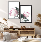 Set of 2 - Dusty Pink Protea  & No.2-The Paper Tree-Artwork,dusty pink,Floral,floral print,flower,flower print,flower print sets,flowers,gift,pastel pink,pink,pink flower,pink protea,pink protea flower,portrait,premium art print,protea,protea flower,protea flowers,protea print,wall art,Wall_Art,Wall_Art_Prints,wild flower,wild flowers