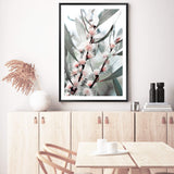 Eucalyptus Wild Flower-The Paper Tree-australia,australian,australian native,australiana,botanical,eucalyptus,flower,green,gum,gum leaves,leaf,leaves,muted tone,native,pink,portrait,premium art print,wall art,Wall_Art,Wall_Art_Prints,white flower,wild flower