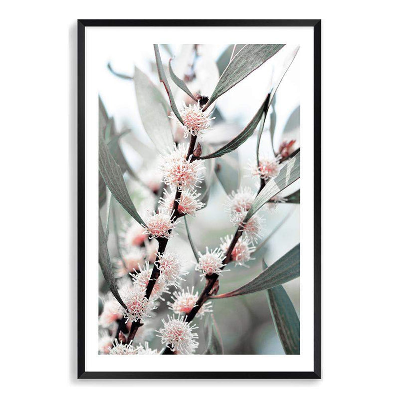 Eucalyptus Wild Flower-The Paper Tree-australia,australian,australian native,australiana,botanical,eucalyptus,flower,green,gum,gum leaves,leaf,leaves,muted tone,native,pink,portrait,premium art print,wall art,Wall_Art,Wall_Art_Prints,white flower,wild flower