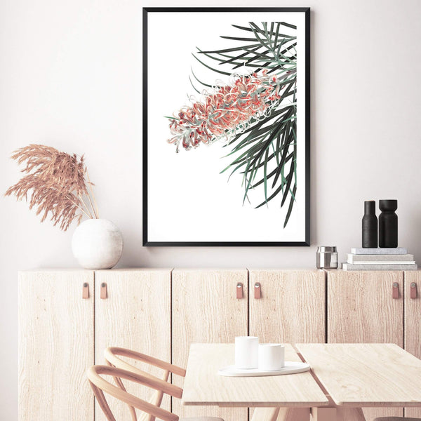 Native Gravillia Flower-The Paper Tree-australia,australian,Australian native,australiana,botanical,eucalyptus,floral,flower,gravillia,green,muted tone,native,portrait,premium art print,wall art,Wall_Art,Wall_Art_Prints,yellow