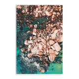 Ocean Rocks IIII-The Paper Tree-aerial,beach,coast,coastal,green,hamptons,ocean,orange,peach,portrait,premium art print,rocks,teal,wall art,Wall_Art,Wall_Art_Prints,water