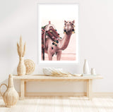 Painted Camel In The Desert-The Paper Tree-Art_Prints,Artwork,boho,burnt orange,camel,desert,Designer,horizon,landscape,moroccan,morocco,MOROCCOW,peach,pink,portrait,premium art print,tan,wall art,Wall_Art,Wall_Art_Prints