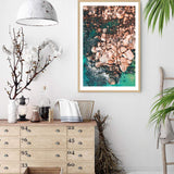 Ocean Rocks IIII-The Paper Tree-aerial,beach,coast,coastal,green,hamptons,ocean,orange,peach,portrait,premium art print,rocks,teal,wall art,Wall_Art,Wall_Art_Prints,water