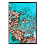 Teal Ocean Rocks IIII-The Paper Tree-aerial,beach,coast,coastal,hamptons,ocean,portrait,premium art print,rocks,teal,wall art,Wall_Art,Wall_Art_Prints,water