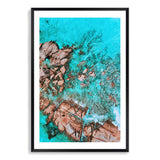 Teal Ocean Rocks IIII-The Paper Tree-aerial,beach,coast,coastal,hamptons,ocean,portrait,premium art print,rocks,teal,wall art,Wall_Art,Wall_Art_Prints,water