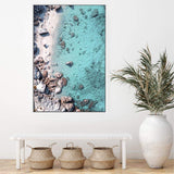 The Cove-The Paper Tree-aerial,beach,clear water,coast,coastal,cove,hamptons,italy,ocean,portrait,premium art print,rocks,teal,tropea,wall art,Wall_Art,Wall_Art_Prints,water