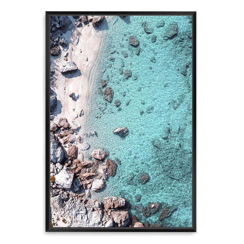 The Cove-The Paper Tree-aerial,beach,clear water,coast,coastal,cove,hamptons,italy,ocean,portrait,premium art print,rocks,teal,tropea,wall art,Wall_Art,Wall_Art_Prints,water