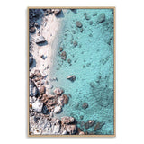 The Cove-The Paper Tree-aerial,beach,clear water,coast,coastal,cove,hamptons,italy,ocean,portrait,premium art print,rocks,teal,tropea,wall art,Wall_Art,Wall_Art_Prints,water