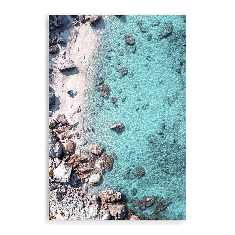 The Cove-The Paper Tree-aerial,beach,clear water,coast,coastal,cove,hamptons,italy,ocean,portrait,premium art print,rocks,teal,tropea,wall art,Wall_Art,Wall_Art_Prints,water