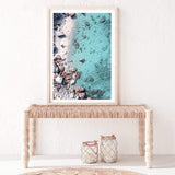 The Cove-The Paper Tree-aerial,beach,clear water,coast,coastal,cove,hamptons,italy,ocean,portrait,premium art print,rocks,teal,tropea,wall art,Wall_Art,Wall_Art_Prints,water