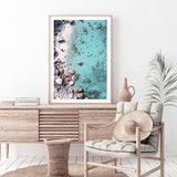 The Cove-The Paper Tree-aerial,beach,clear water,coast,coastal,cove,hamptons,italy,ocean,portrait,premium art print,rocks,teal,tropea,wall art,Wall_Art,Wall_Art_Prints,water