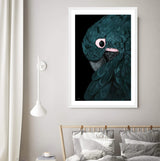 Painted Parrot-The Paper Tree-Artwork,BIRD,Birds,black,blue bird,blue parrot,cockatiel,cockatoo,colourful Bird,feathers,green,hand painted,maccaw,painted bird,parrot,parrots,portrait,premium art print,teal,wall art,Wall_Art,Wall_Art_Prints