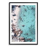 The Cove-The Paper Tree-aerial,beach,clear water,coast,coastal,cove,hamptons,italy,ocean,portrait,premium art print,rocks,teal,tropea,wall art,Wall_Art,Wall_Art_Prints,water