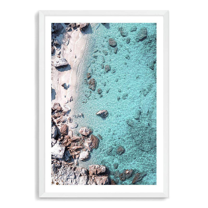 The Cove-The Paper Tree-aerial,beach,clear water,coast,coastal,cove,hamptons,italy,ocean,portrait,premium art print,rocks,teal,tropea,wall art,Wall_Art,Wall_Art_Prints,water