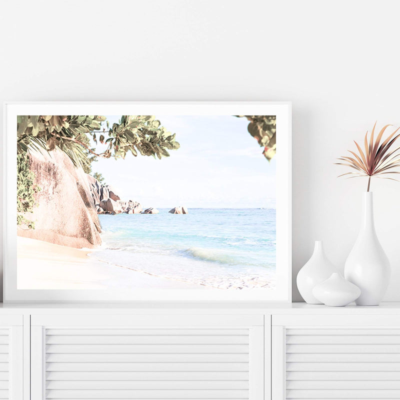 Seaside Oasis-The Paper Tree-beach,coast,coastal,coastline,hamptons,leaves,oasis,ocean,premium art print,private beach,trees,wall art,Wall_Art,Wall_Art_Prints,water,waves