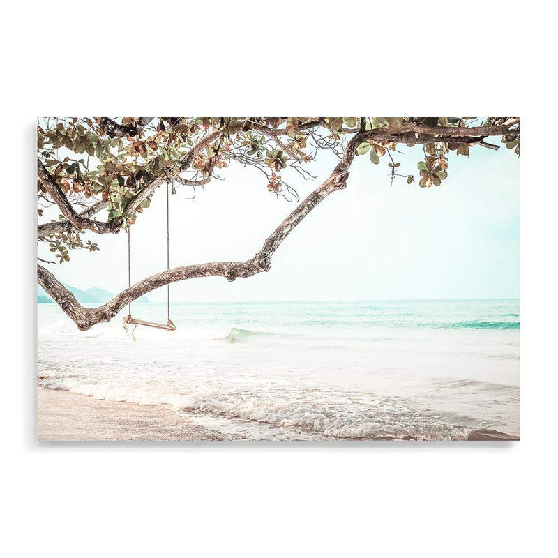 The Beach Side Swing-The Paper Tree-BEACH,boho,botanical,coast,coastal,COASTAL ART,coastline,hamptons,landscape,OCEAN,premium art print,SWING,wall art,Wall_Art,Wall_Art_Prints,WAVES