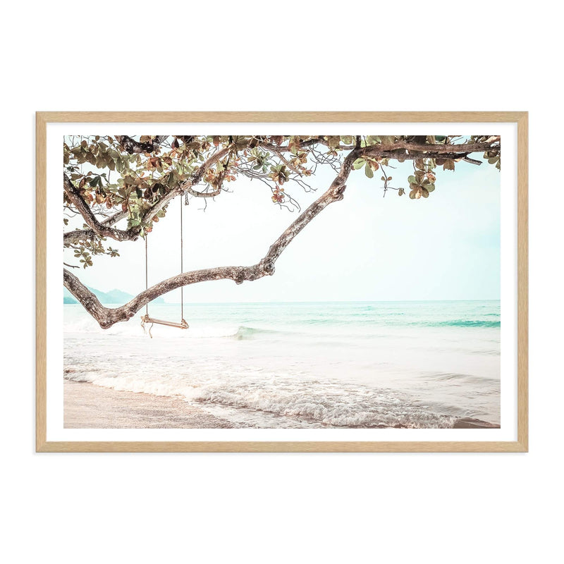 The Beach Side Swing-The Paper Tree-BEACH,boho,botanical,coast,coastal,COASTAL ART,coastline,hamptons,landscape,OCEAN,premium art print,SWING,wall art,Wall_Art,Wall_Art_Prints,WAVES