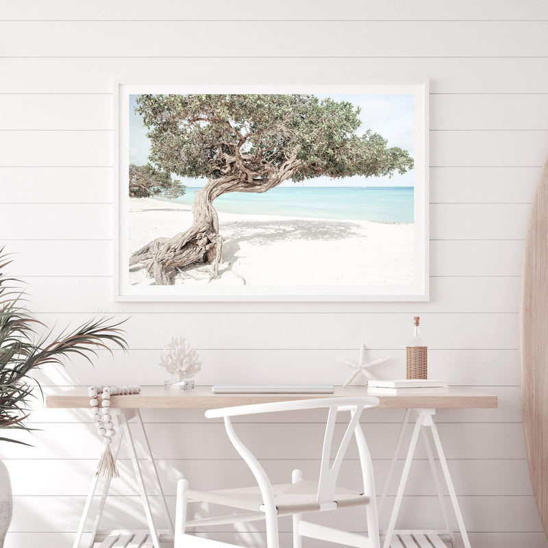 Divi Divi Tree-The Paper Tree-Aruba,beach,blue,boho,coast,coastal,divi divi tree,green,hamptons,island,landscape,ocean,premium art print,seaside,wall art,Wall_Art,Wall_Art_Prints