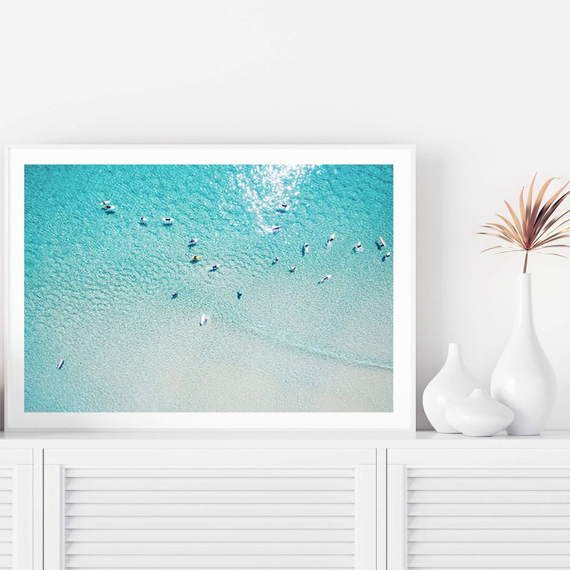 The Surfers-The Paper Tree-aerial,beach,coast,coastal,hamptons,landscape,ocean,pastel,premium art print,surf,surfers,teal,wall art,Wall_Art,Wall_Art_Prints,water,waves