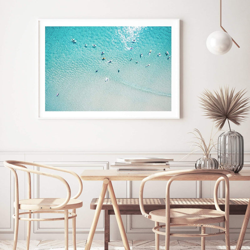 The Surfers-The Paper Tree-aerial,beach,coast,coastal,hamptons,landscape,ocean,pastel,premium art print,surf,surfers,teal,wall art,Wall_Art,Wall_Art_Prints,water,waves