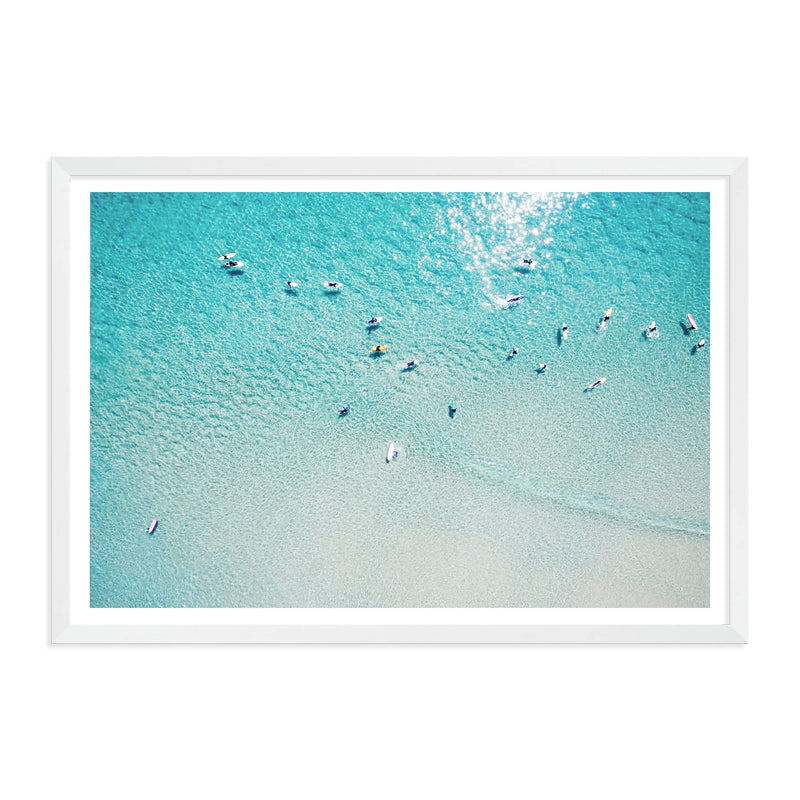 The Surfers-The Paper Tree-aerial,beach,coast,coastal,hamptons,landscape,ocean,pastel,premium art print,surf,surfers,teal,wall art,Wall_Art,Wall_Art_Prints,water,waves