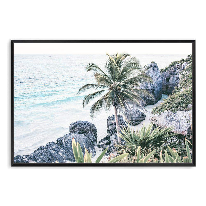 Coastal Paradise-The Paper Tree-BEACH,blue,car,coast,coastline,hamptons,landscape,mayan,mexico,ocean,palm,palm tree,premium art print,wall art,Wall_Art,Wall_Art_Prints,waves