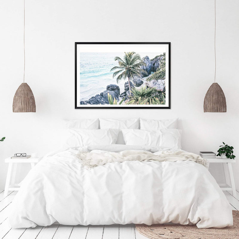 Coastal Paradise-The Paper Tree-BEACH,blue,car,coast,coastline,hamptons,landscape,mayan,mexico,ocean,palm,palm tree,premium art print,wall art,Wall_Art,Wall_Art_Prints,waves