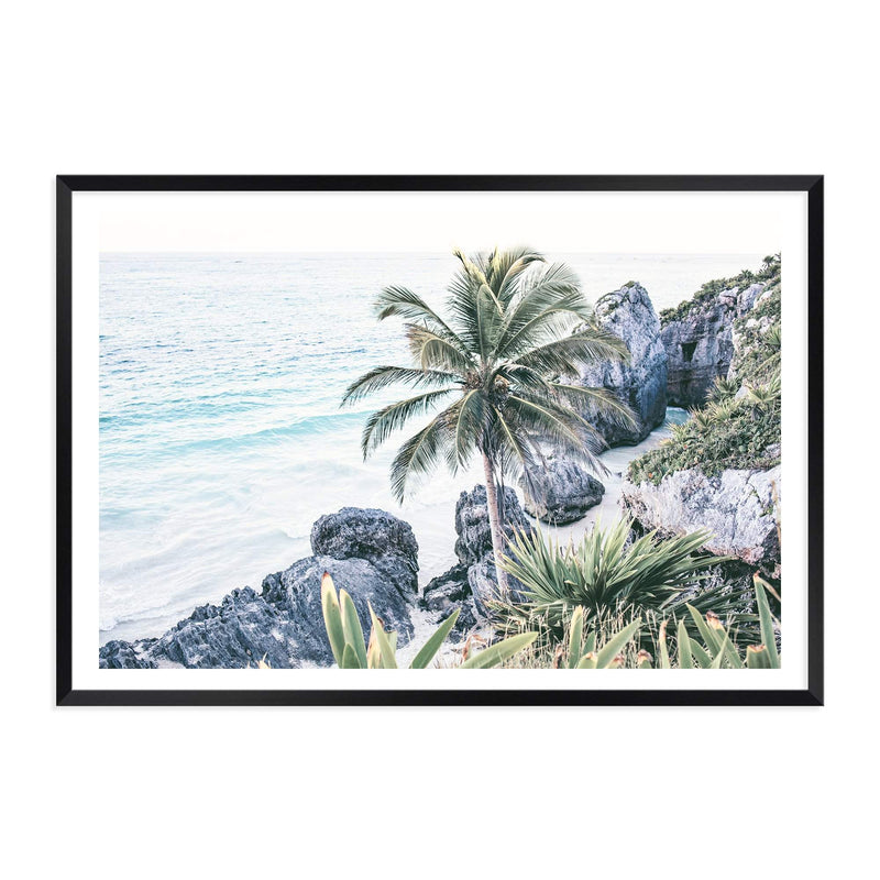 Coastal Paradise-The Paper Tree-BEACH,blue,car,coast,coastline,hamptons,landscape,mayan,mexico,ocean,palm,palm tree,premium art print,wall art,Wall_Art,Wall_Art_Prints,waves