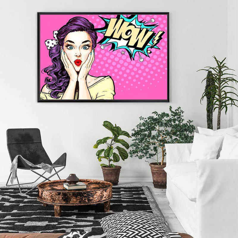 I'm Shocked Pop-The Paper Tree-cartoon,colourful,comic,eclectic,landscape,pink,pop art,premium art print,purple,unique,wall art,Wall_Art,Wall_Art_Prints,woman