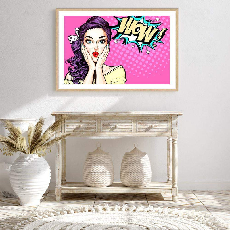 I'm Shocked Pop-The Paper Tree-cartoon,colourful,comic,eclectic,landscape,pink,pop art,premium art print,purple,unique,wall art,Wall_Art,Wall_Art_Prints,woman