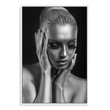 The Woman In Silver-The Paper Tree-black,contemporary,designer,elegant,female,premium art print,silver,statue,wall art,Wall_Art,Wall_Art_Prints,woman